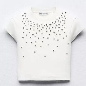 Zara White Studded Tee